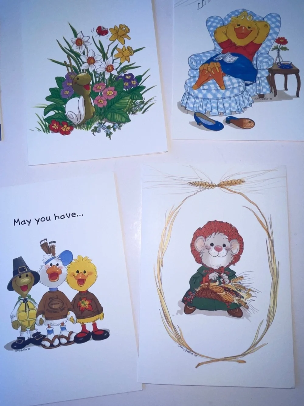 Vintage Suzy’s Zoo Easter Thanksgiving Cards Lot of 14 w/ Envelopes by Current